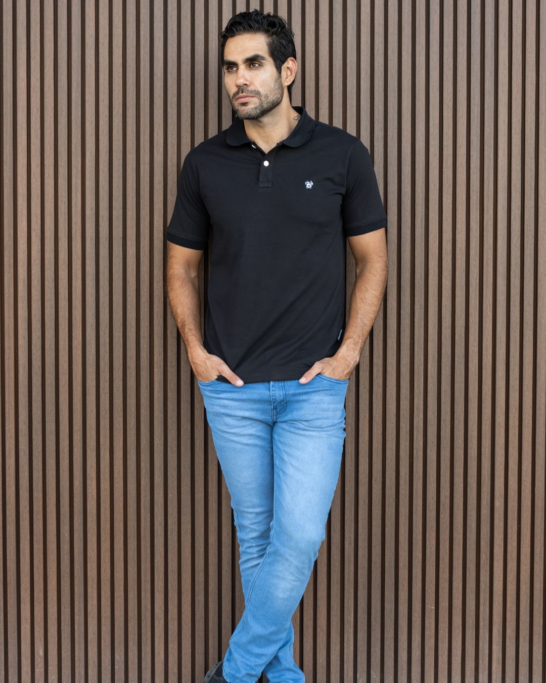 Polo Antimanchas Negra - Talla Slim