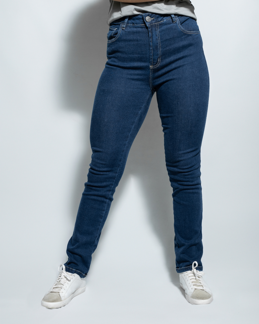 Jean Elástico Bota Recta Azul Navy Mujer