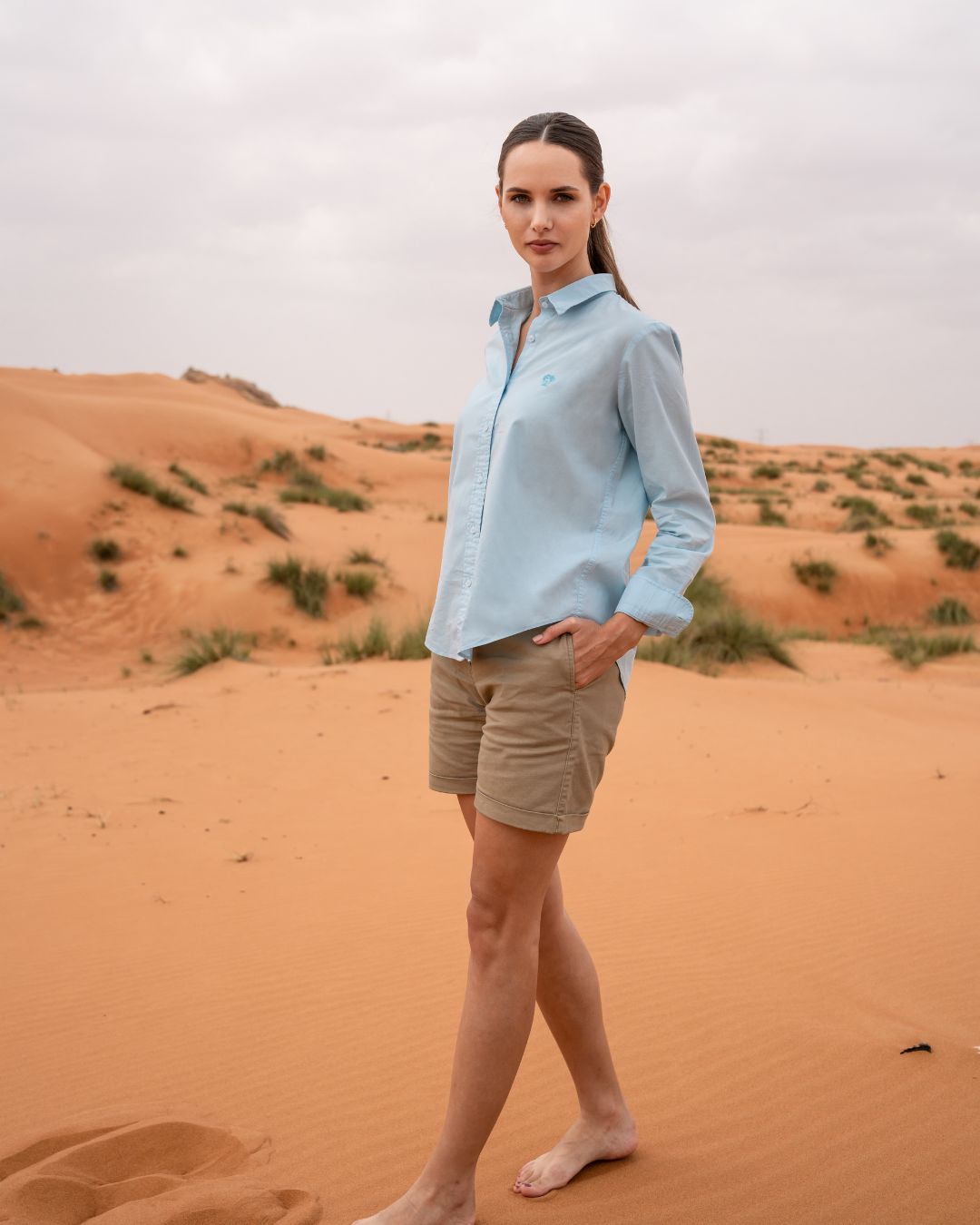 Camisa Antimanchas Baby Blue Mujer