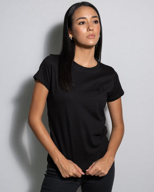 camiseta Antimanchas negra logo negro para mujer de DANTE