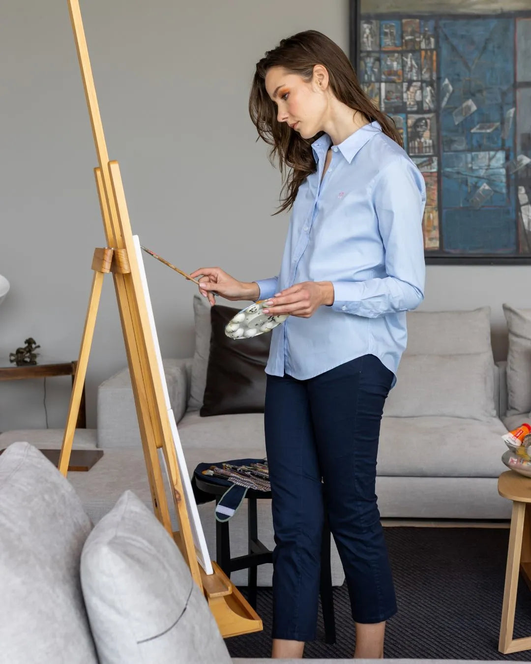 Pantalón Elástico de Mujer Azul Navy