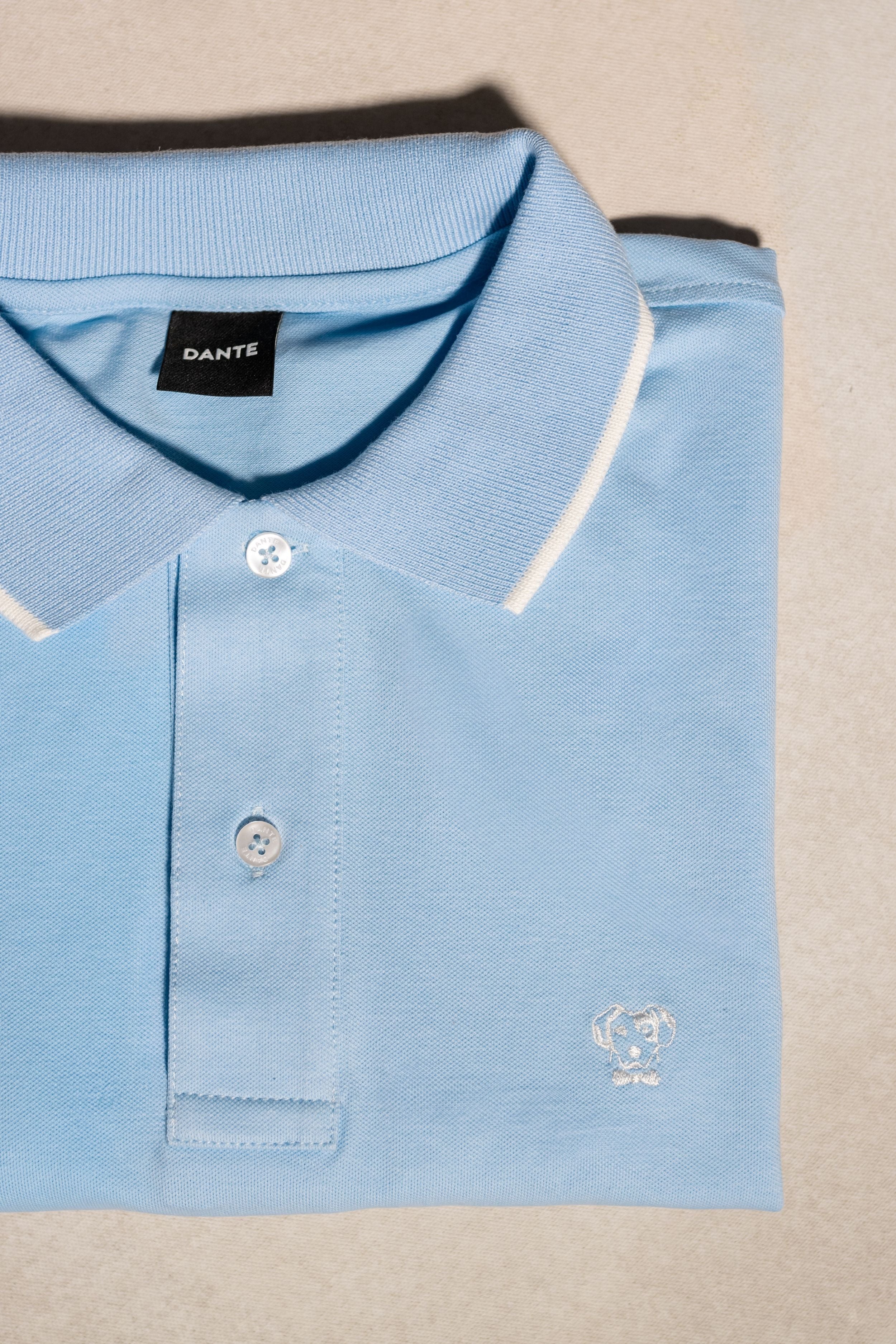 Polo Antimanchas Baby Blue Detalles Blancos