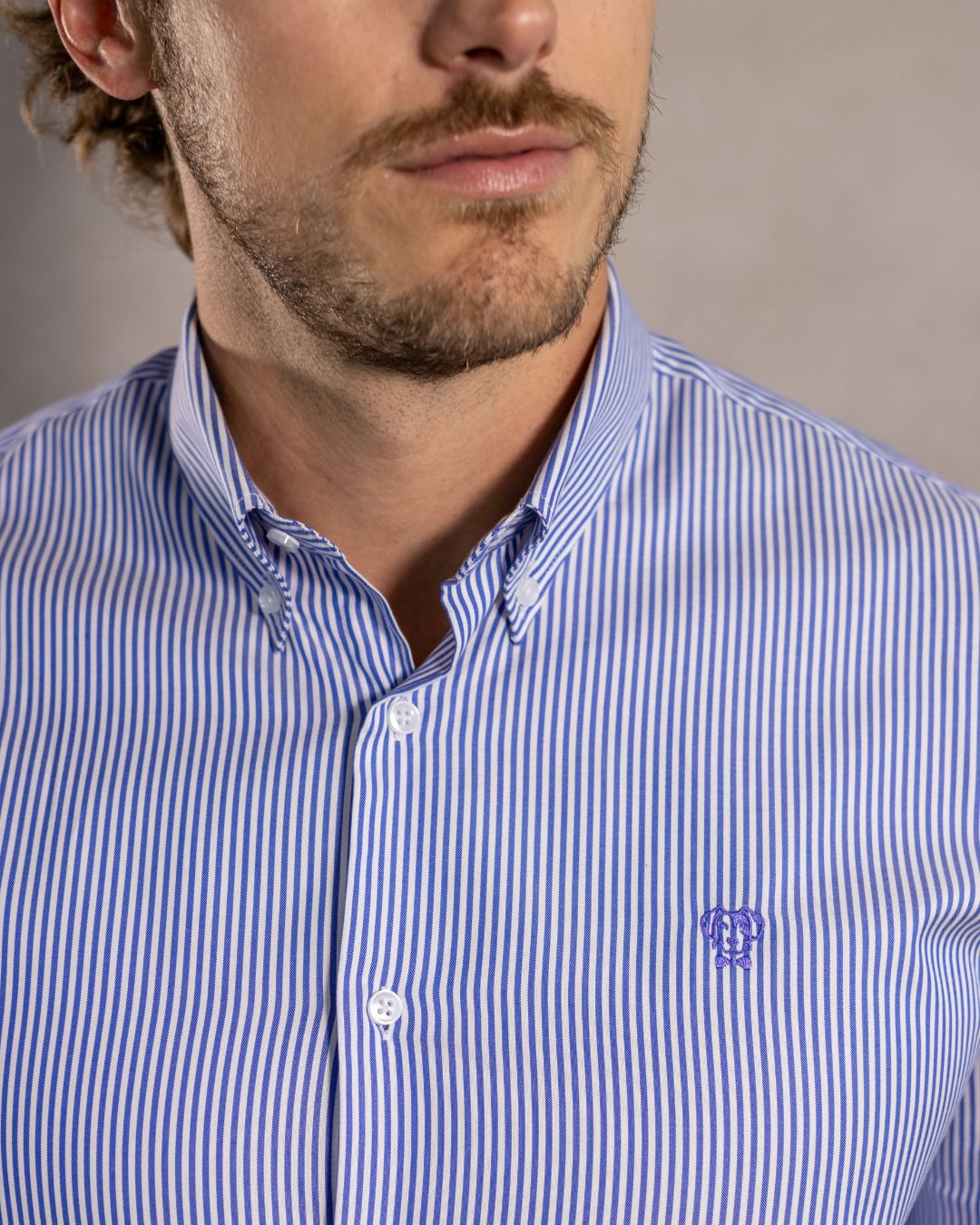 Camisa Antimanchas Oxford Rayas Azul Oscuro Harvard