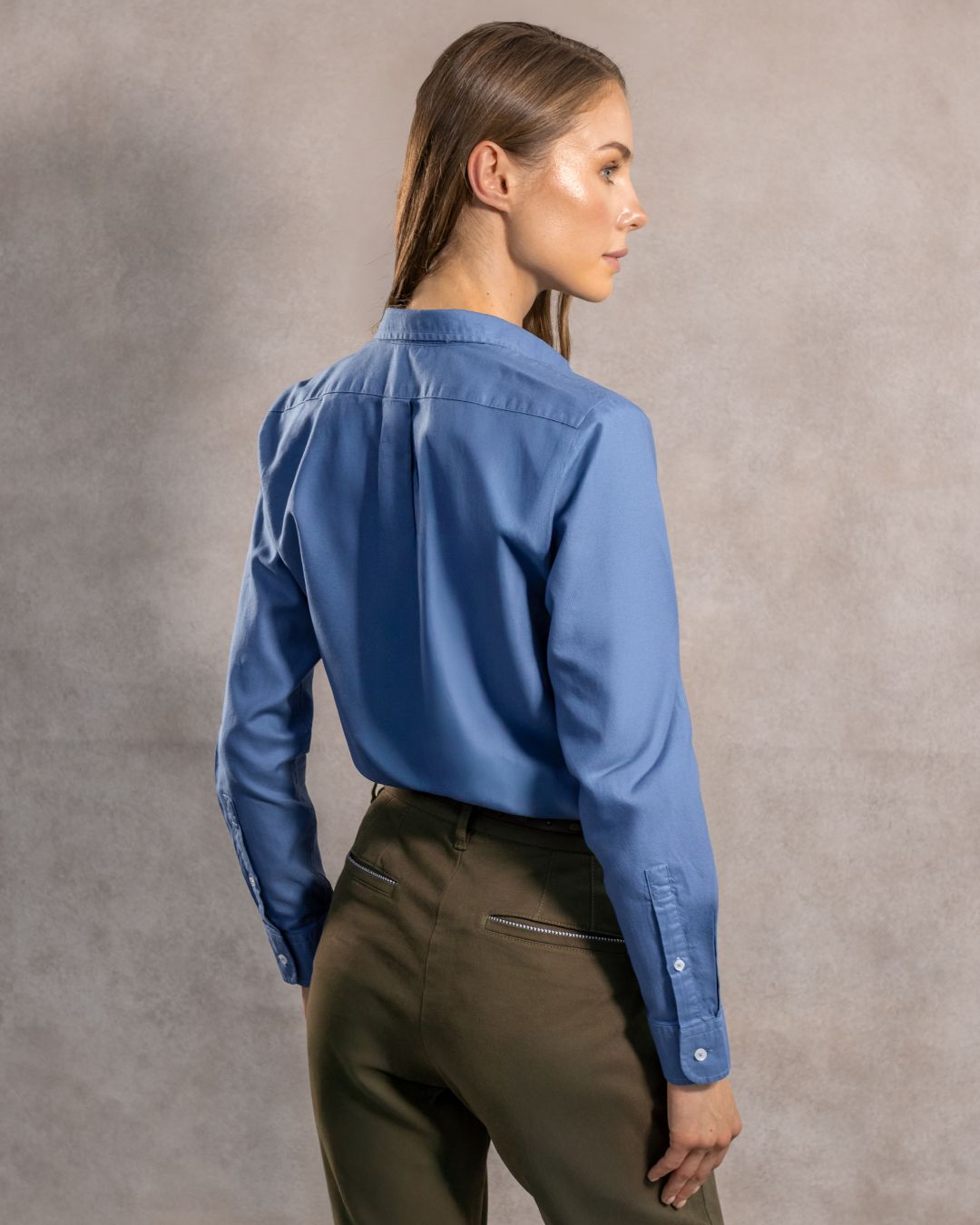 Camisa Antimanchas Oxford de Mujer Azul Chino - Talla Regular