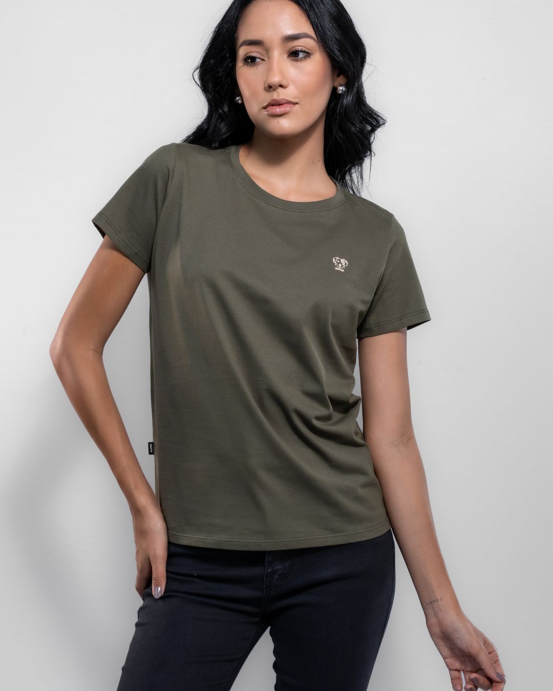 Playera Antimanchas Verde Militar Mujer