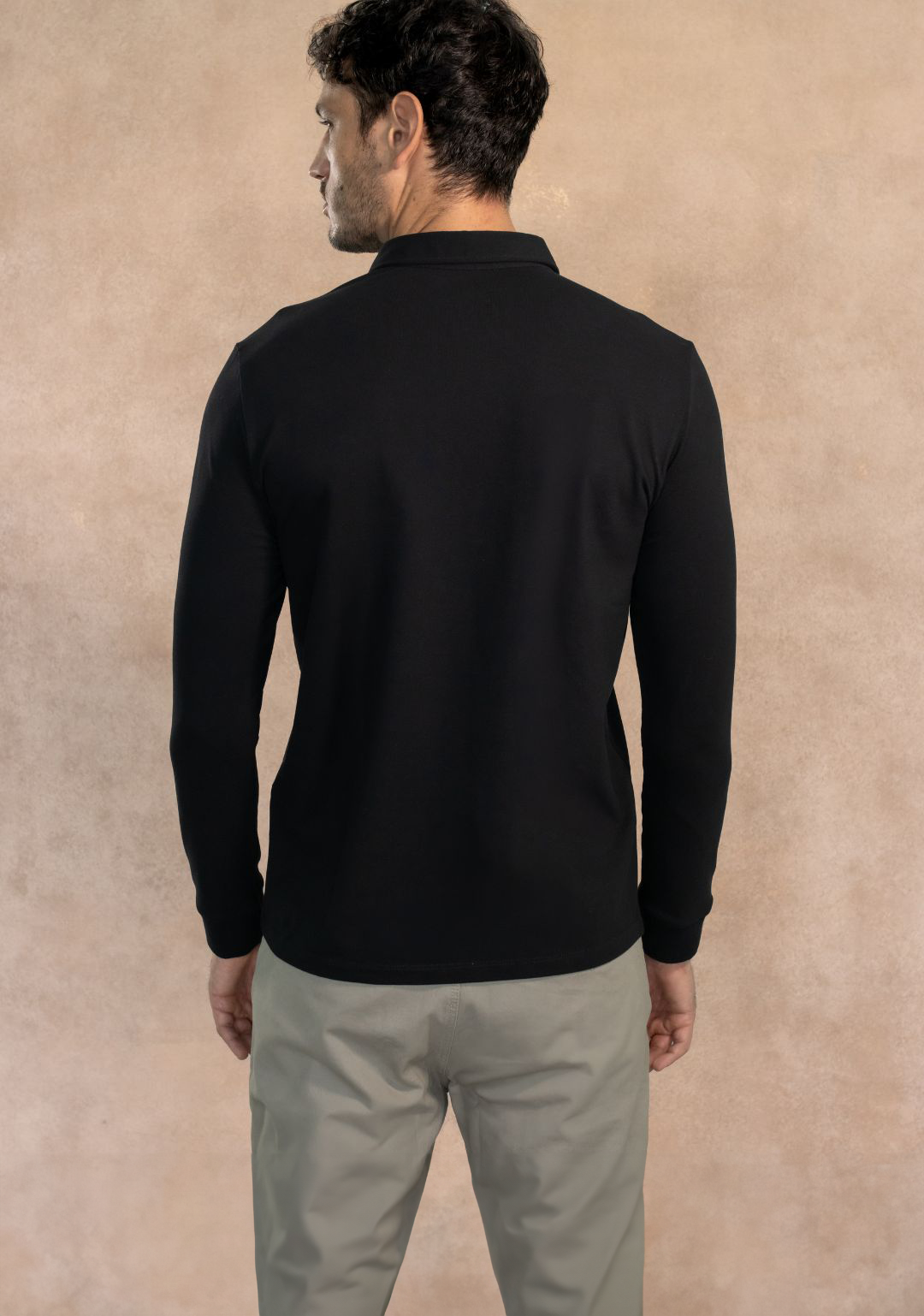 Polo Antimanchas Manga Larga Negro