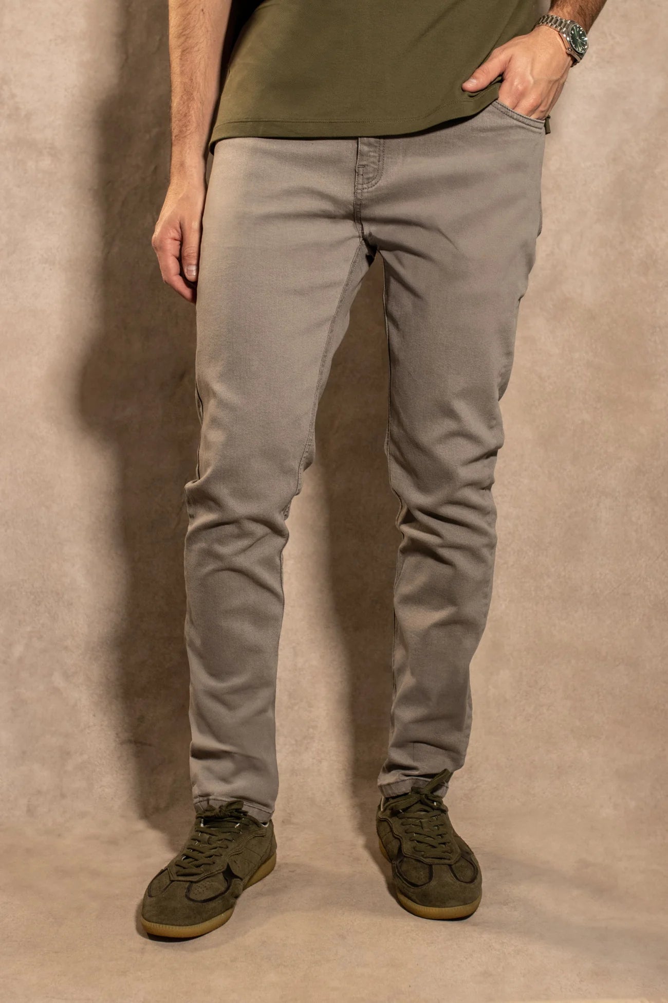 Jean Elástico Gris Claro - Talla Slim