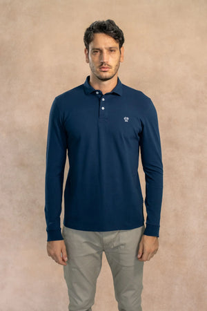 Polo Antimanchas Manga Larga Azul Navy