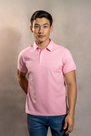 Polo Antimanchas Cuello Rígido Rosada - Talla Regular