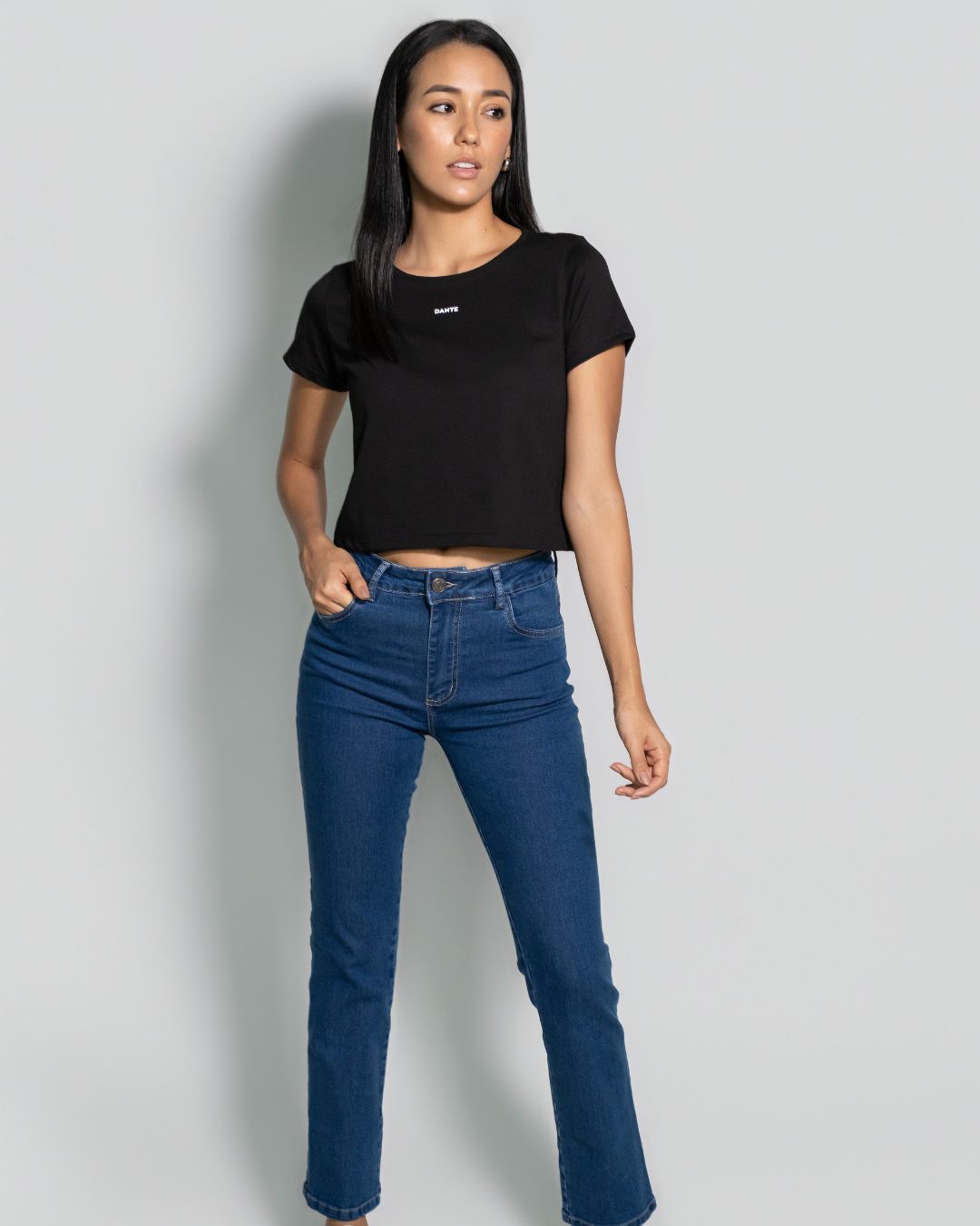 crop top Antimanchas negro para mujer de DANTE