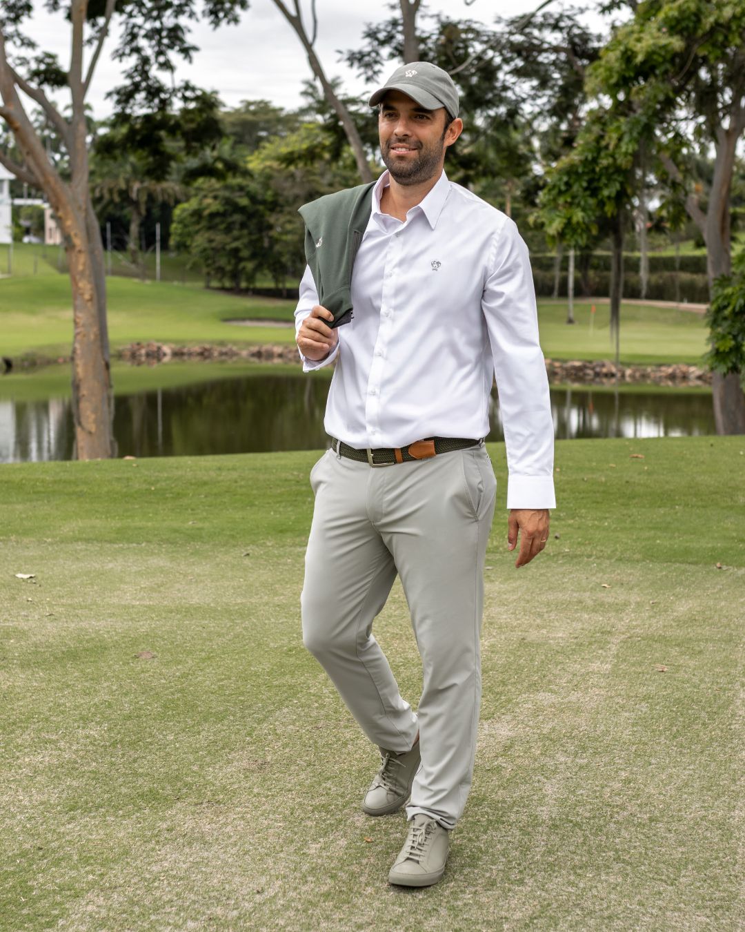 Camisa Antiarrugas Oxford Blanco Logo Sage - Talla Regular