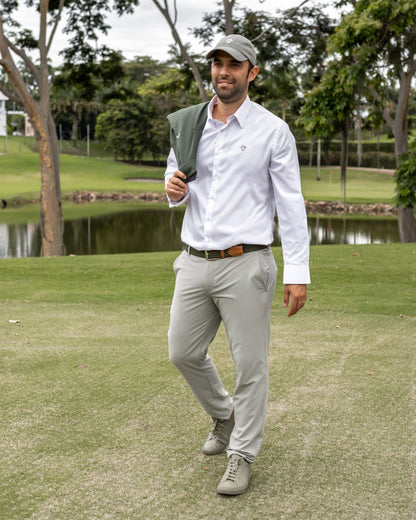 Camisa Antiarrugas Oxford Blanco Logo Sage - Talla Regular
