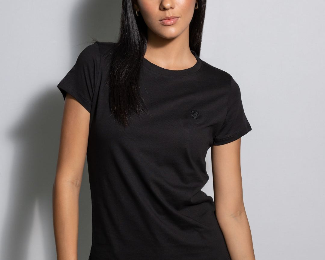 camiseta Antimanchas negra logo negro para mujer de DANTE