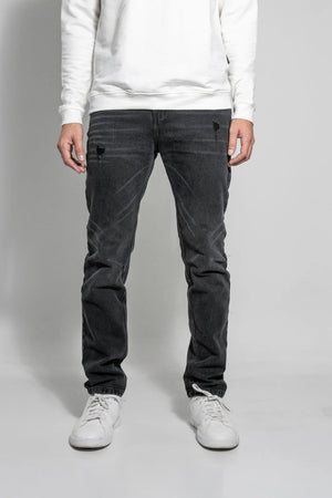 Jean Elástico Negro con Rotos - Talla Slim