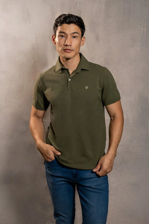 Polo Antimanchas Verde Militar - Talla Regular