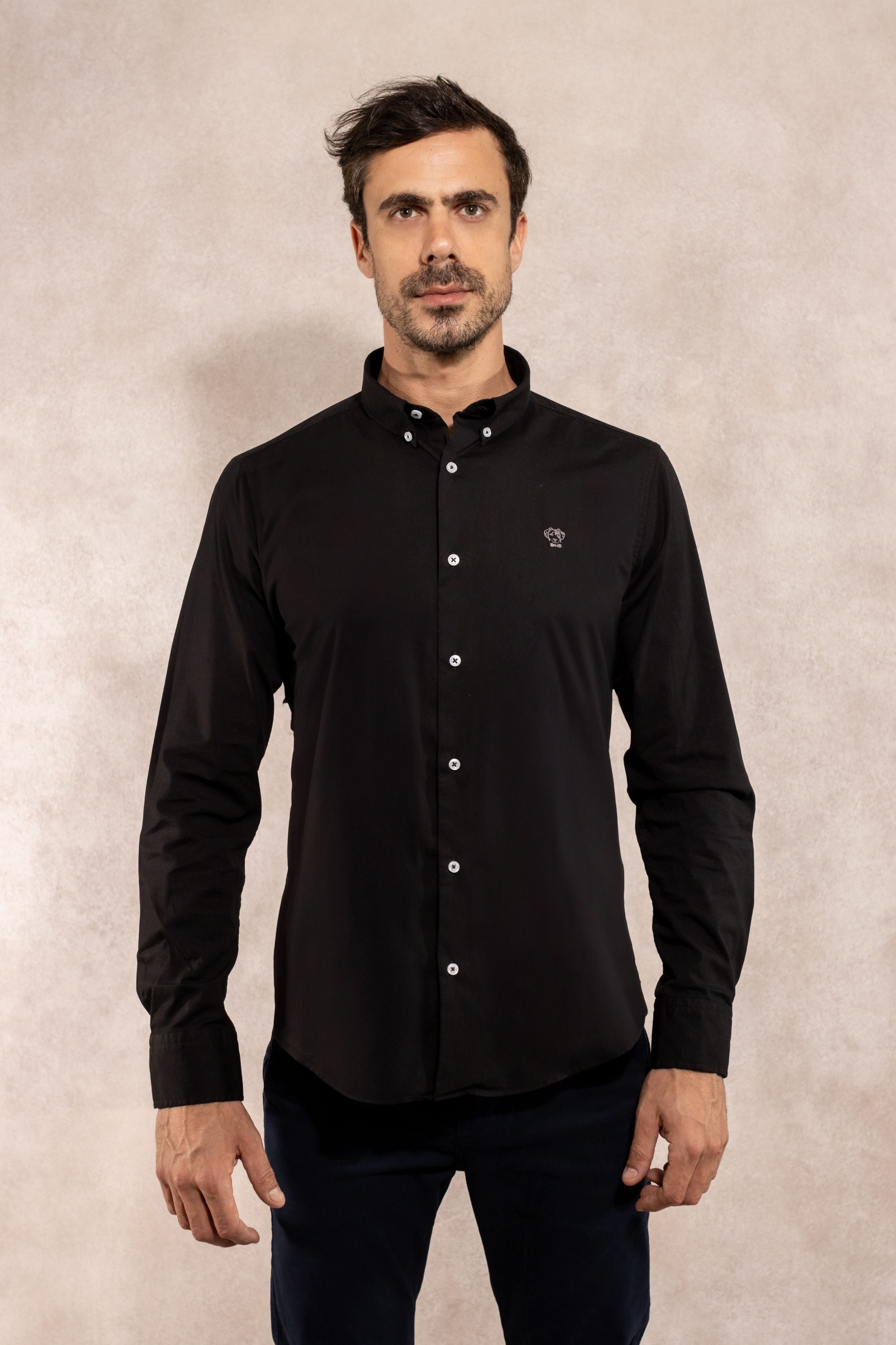 Camisa Antimanchas Popelina Negra - Talla Regular