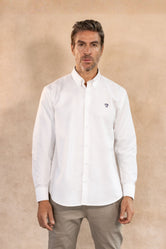 Camisa Antimanchas Oxford Blanca logo Azul Oscuro - Talla Regular