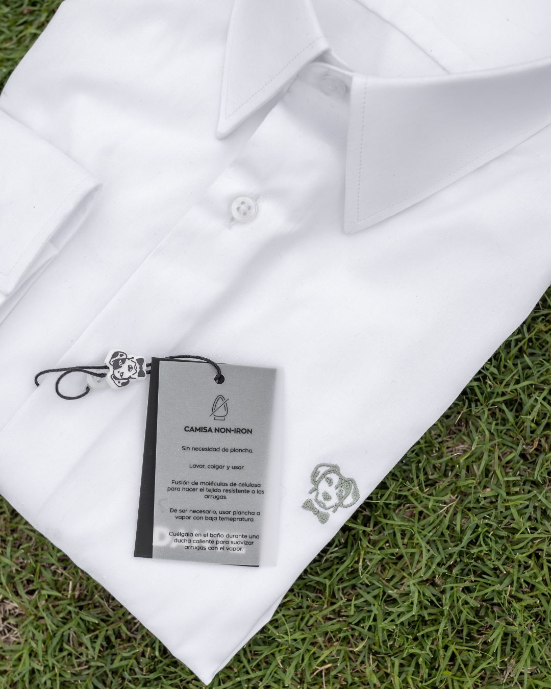 Camisa Antiarrugas Oxford Blanco Logo Sage - Talla Regular