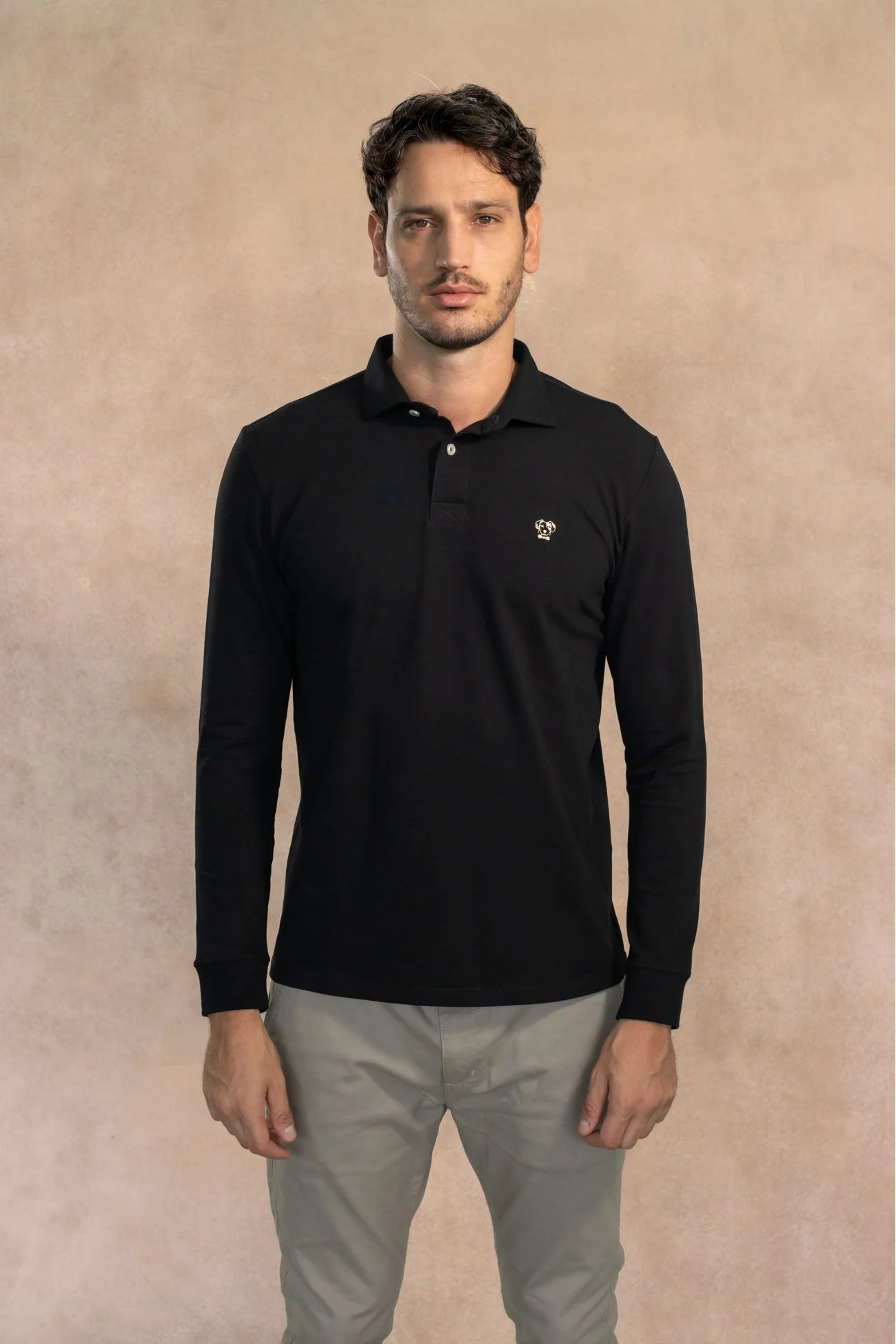 Polo Antimanchas Manga Larga Negro