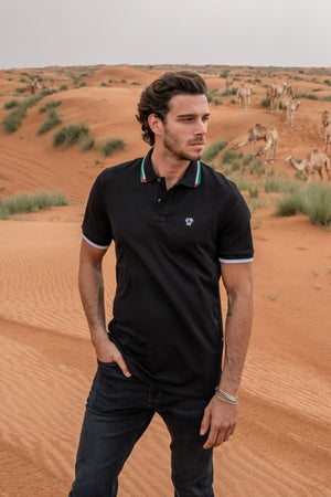 Polo Antimanchas Negra Dubai - Talla Regular