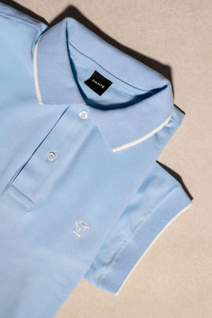 Polo Antimanchas Baby Blue Detalles Blancos