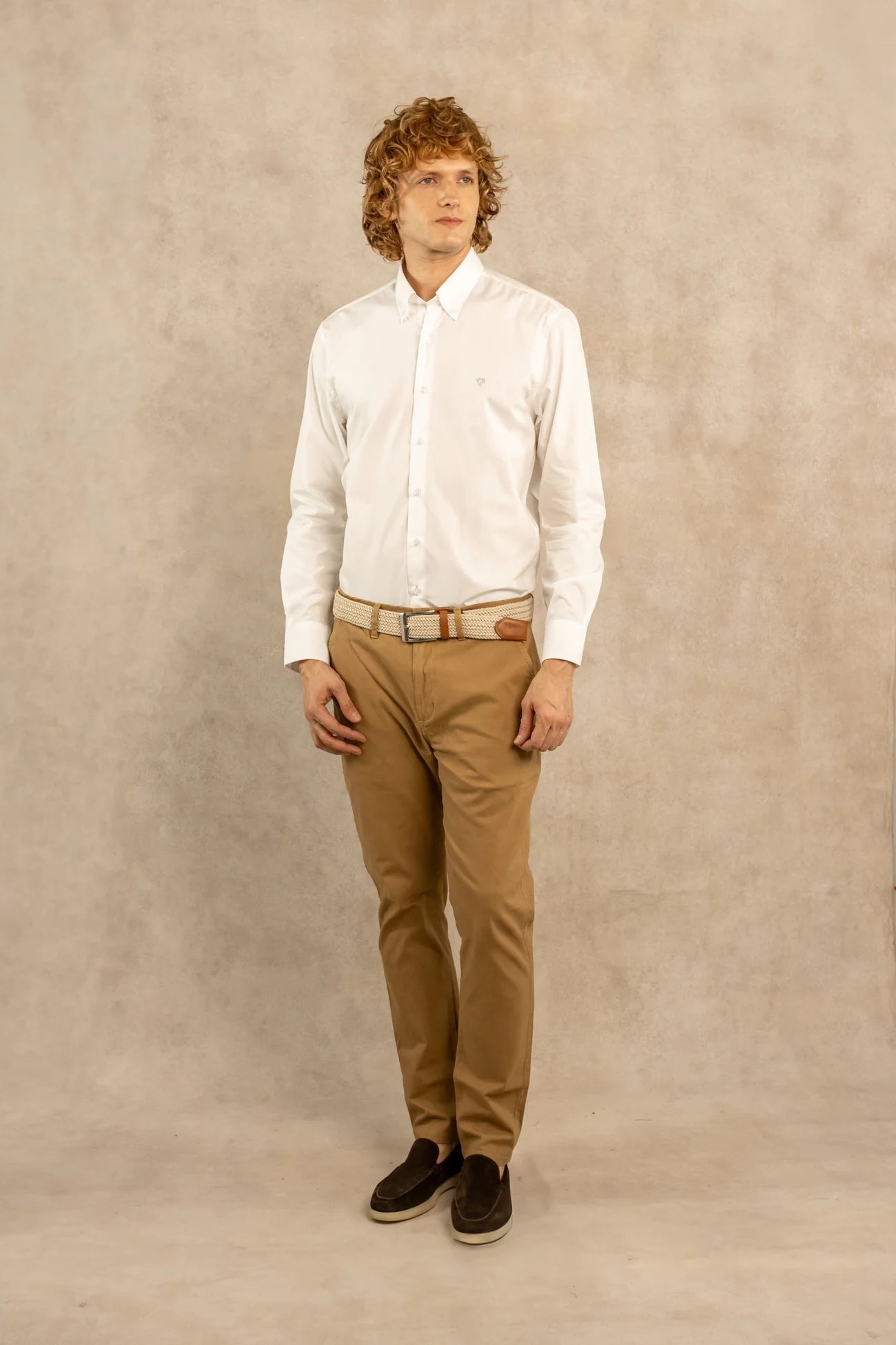 Camisa Antimanchas Popelina Blanca Logo Gris Claro - Talla Regular