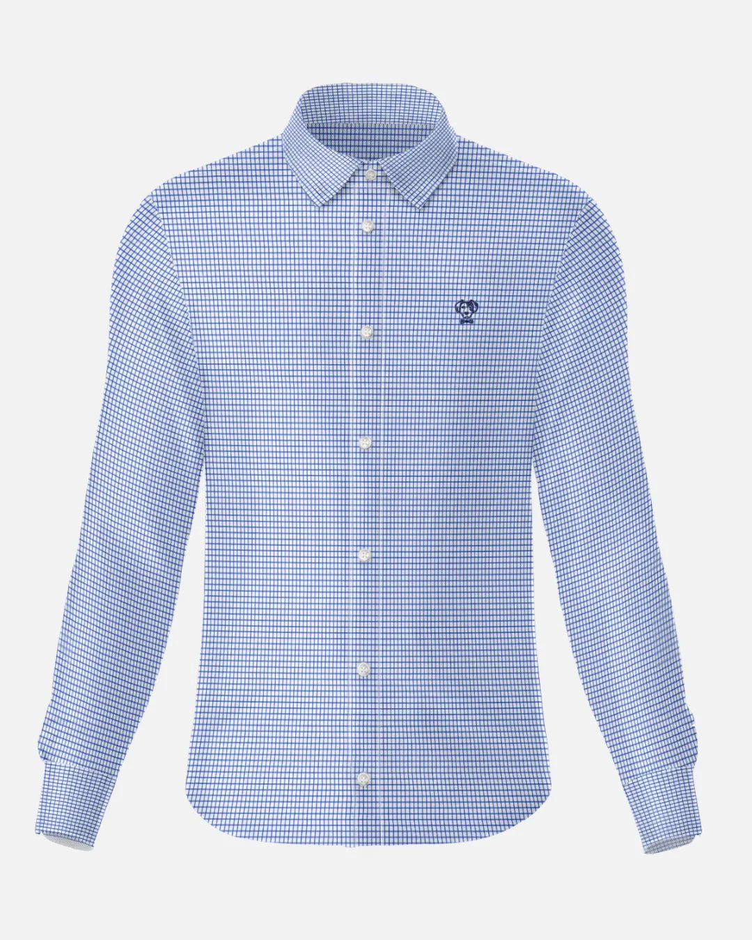 Camisa Performance Antiarrugas Cuadros Textura Azul Oscuro