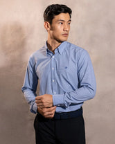 Camisa Performance Antiarrugas Cuadros Textura Azul Oscuro