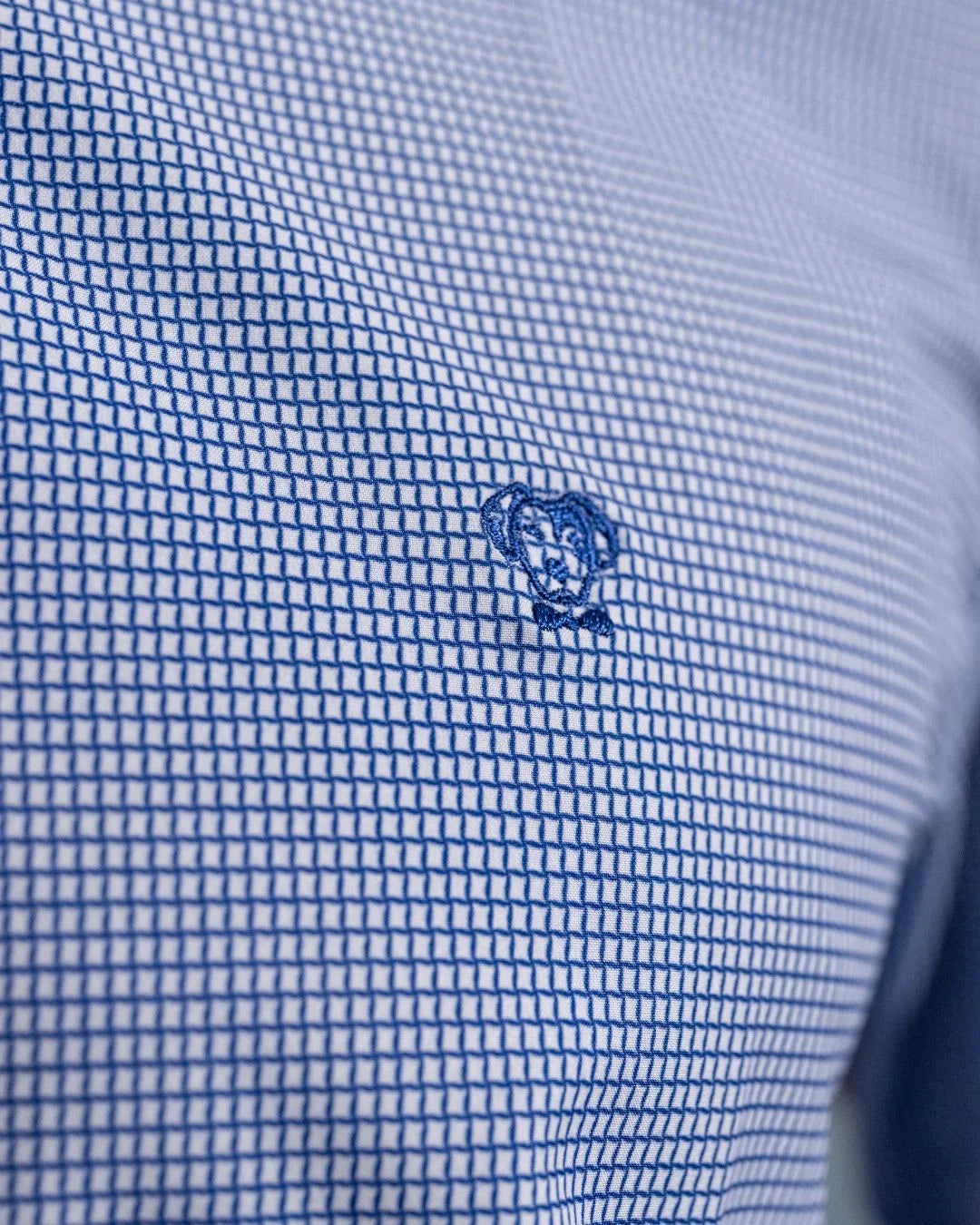 Camisa Performance Antiarrugas Cuadros Textura Azul Oscuro