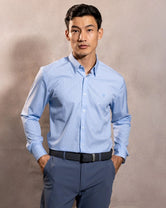 Camisa Performance Antiarrugas Rayas Azul Claro