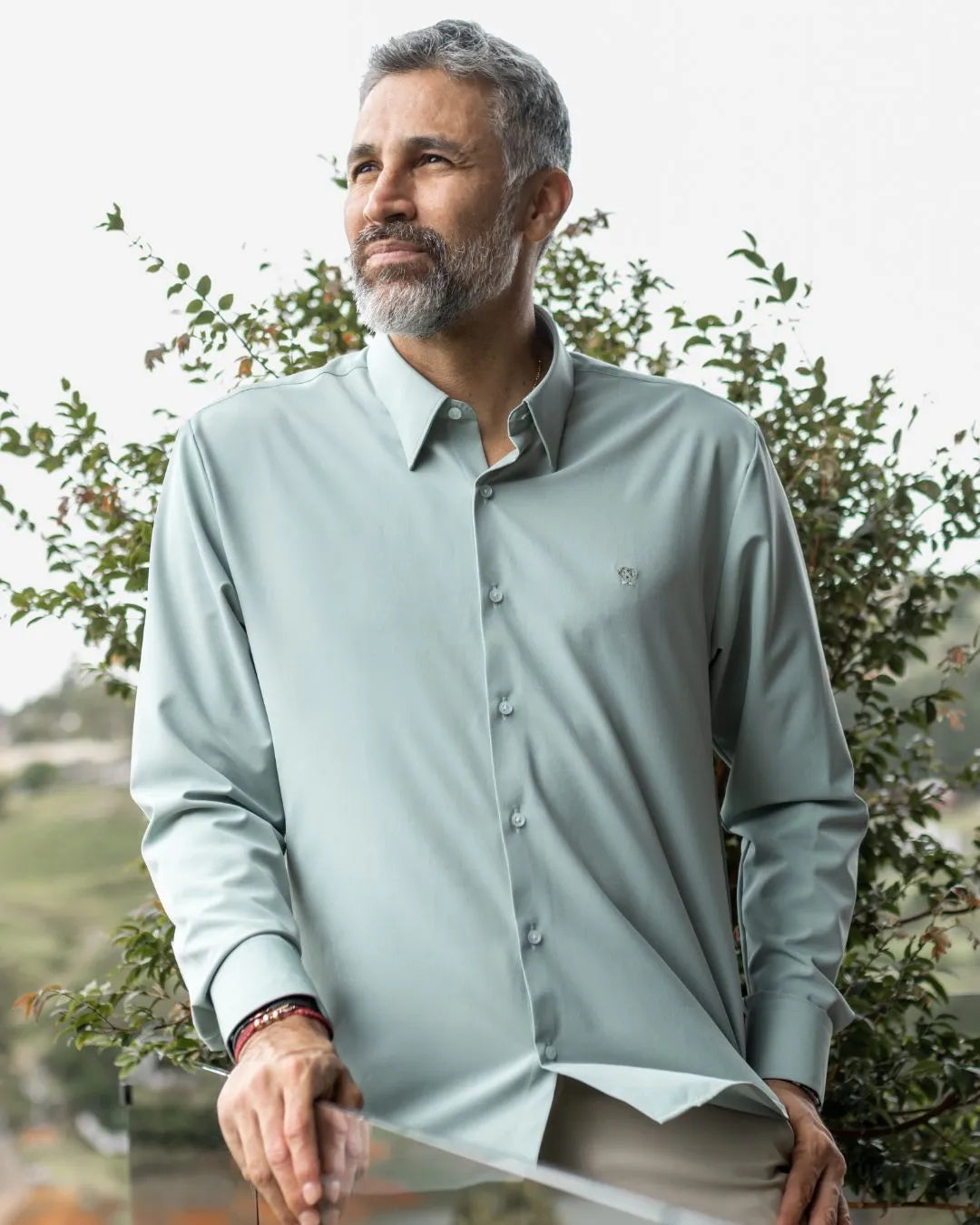 Camisa Performance Antiarrugas Verde Sage