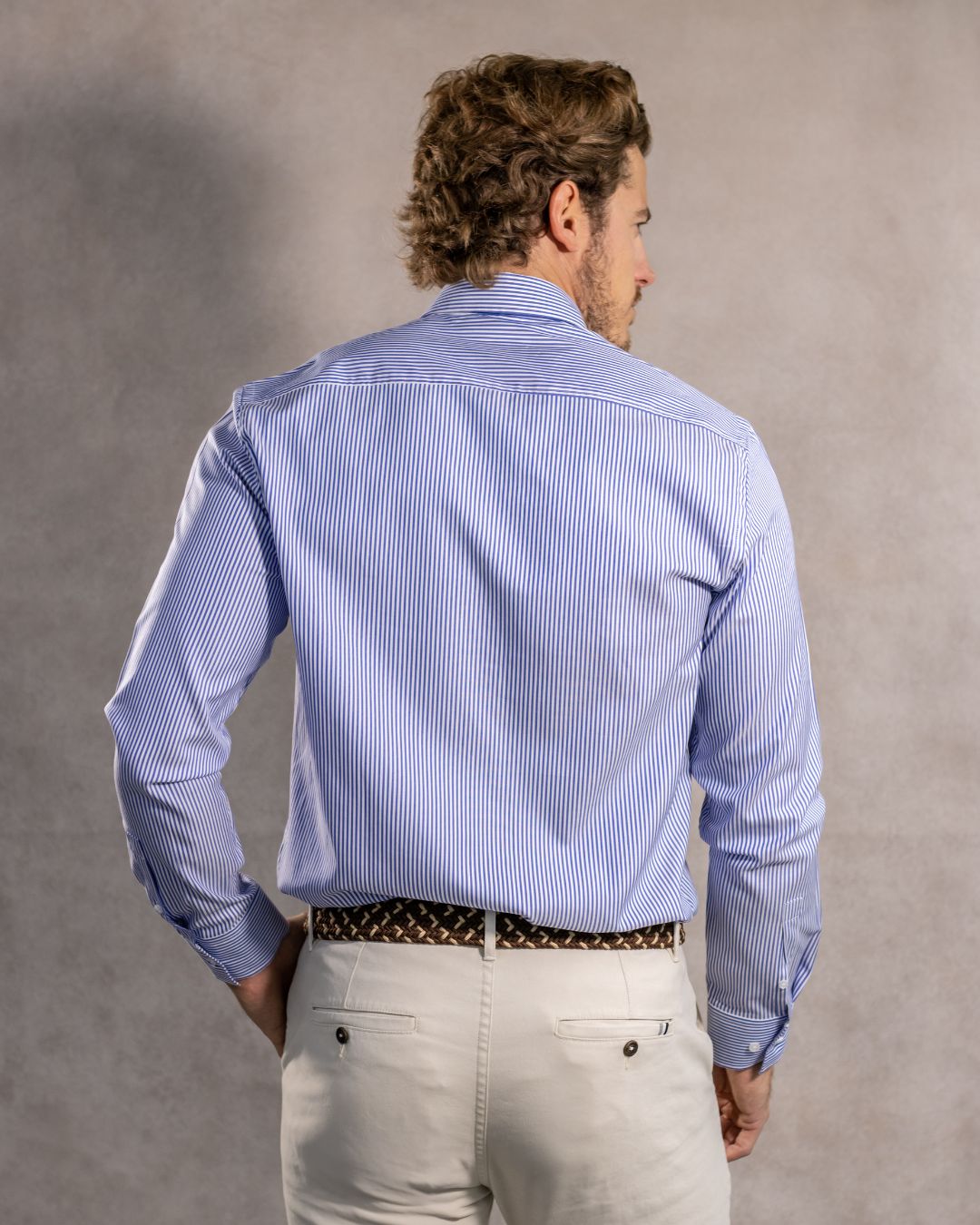 Camisa Antimanchas Oxford Rayas Azul Oscuro Harvard