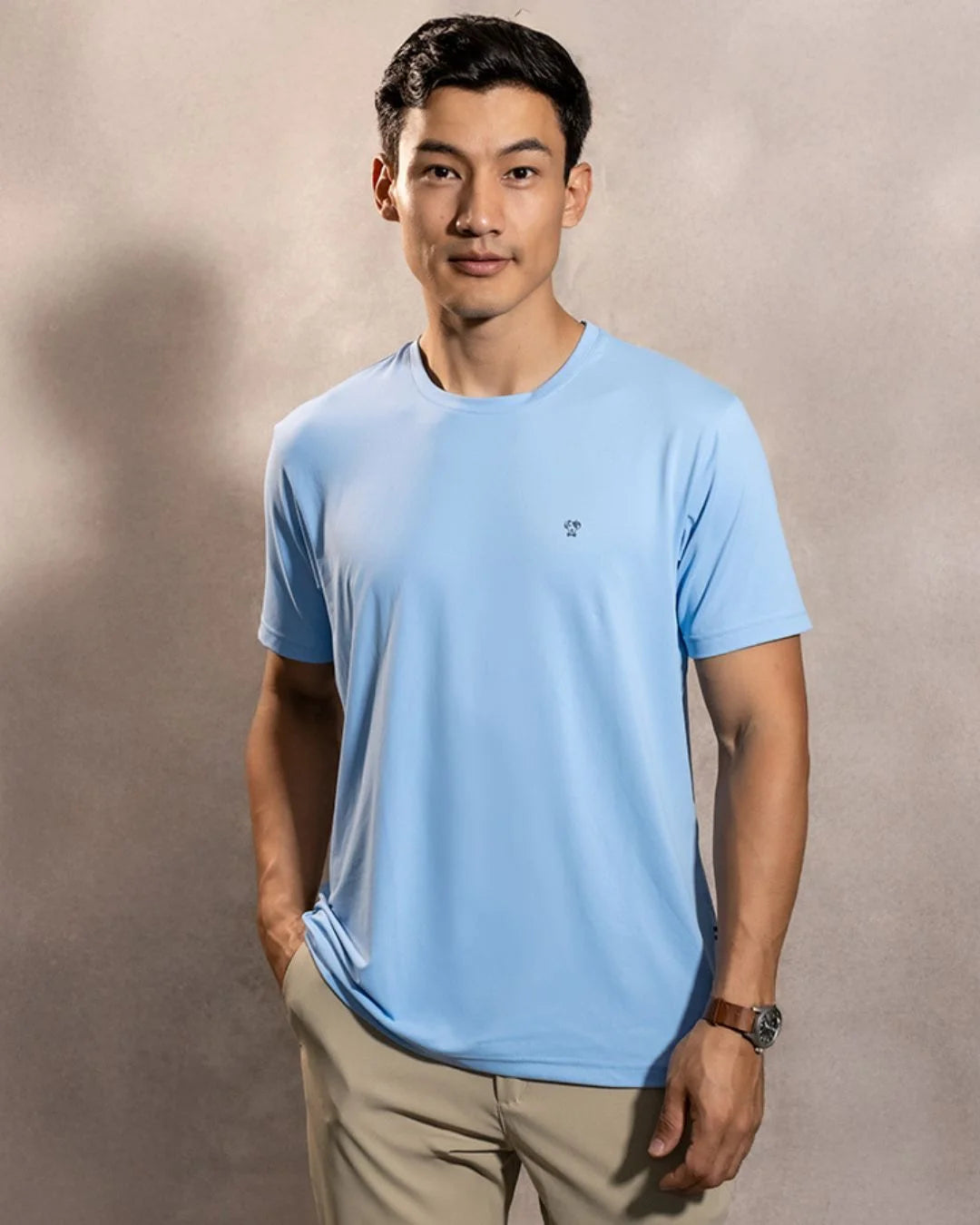 Playera Performance Antiarrugas Azul Celeste