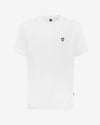 Playera Antimanchas Blanca Logo Azul Obscuro - Talla Regular