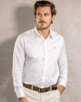 Camisa Antiarrugas Oxford Blanco Logo Sage - Talla Regular