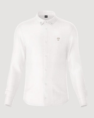 Camisa Antimanchas Oxford Blanco Logo Beige