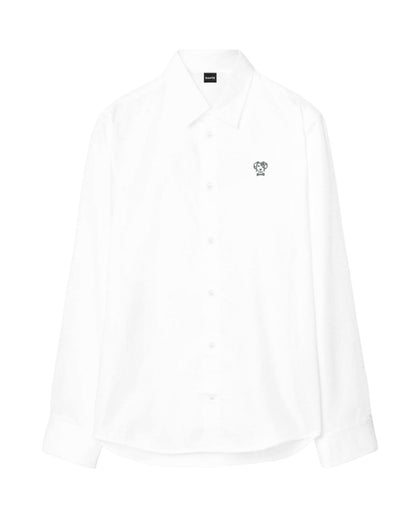 Camisa Antiarrugas Oxford Blanco Logo Sage - Talla Regular