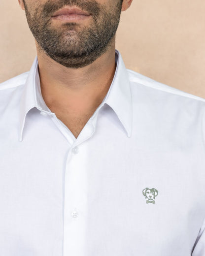 Camisa Antiarrugas Oxford Blanco Logo Sage - Talla Regular