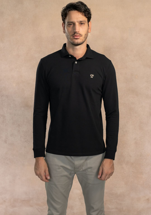 Polo Antimanchas Manga Larga Negro