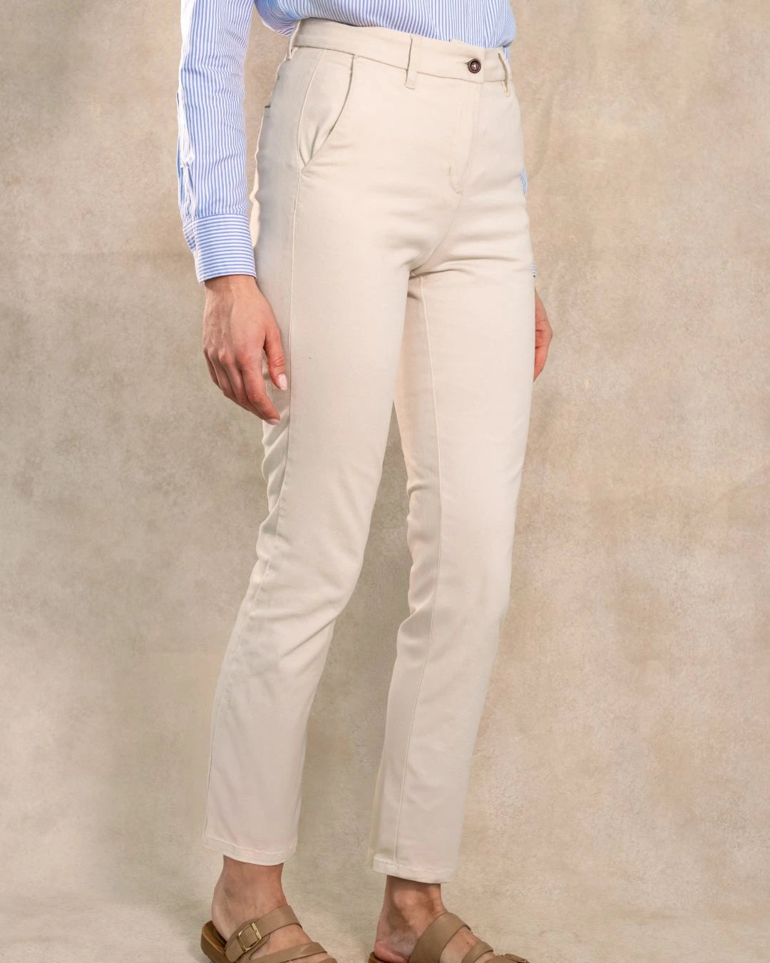 Pantalón Elástico de Mujer Marfil