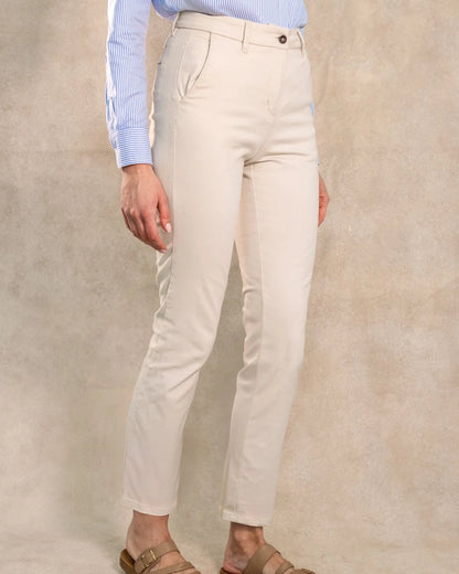 Pantalón Elástico de Mujer Marfil
