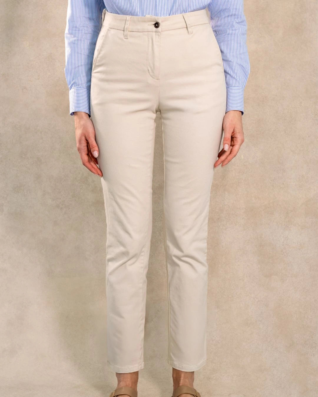 Pantalón Elástico de Mujer Marfil