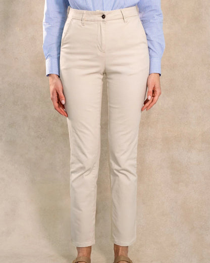 Pantalón Elástico de Mujer Marfil