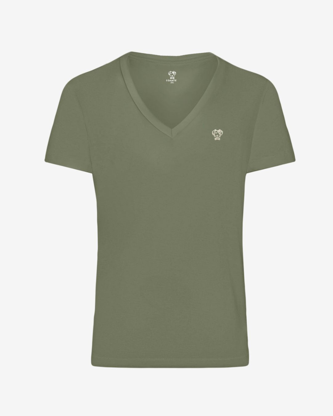 Playera Antimanchas Cuello V Verde Militar Mujer