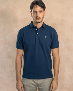 Polo Antimanchas Cuello Rígido Azul Navy - Talla Regular