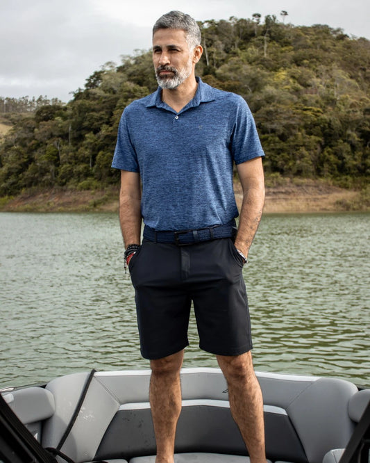 Polo Performance Antiarrugas Azul Jaspe