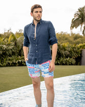 Camisa Lino Ecológica Azul